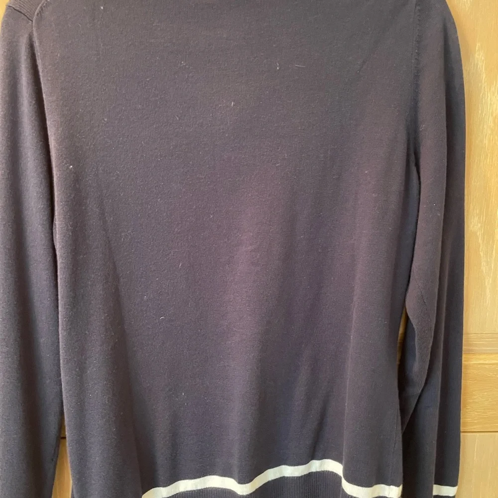 Brooks Brothers 346 Navy Cotton Cardigan Sweater with White Trim Size Large. - Picture 2 of 2